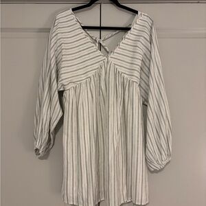Le Lis White and Black Striped Blouse